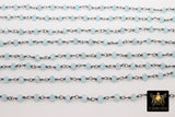 22 k Gold Plated Light Amazonite Crystal Beaded Rosary Chain CH #318, 4 mm Wire Wrapped Glass Unfinished