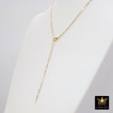 14 K Gold Toggle Double Wrap Necklace, Large Rectangle Drawn Chain with Lobster Clasp, Toggle