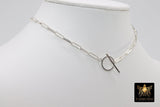 Queen Bee Chain Necklace, 925 Sterling Silver Toggle, Bumble Bee Rectangle Chunky Drawn Chain