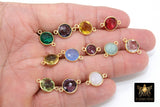 Gold Round Gemstone Connectors, 8 mm Bezel Links #2188, 10 mm Gold Over 925 Silver