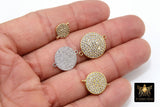 CZ Micro Pave Round Connector, CZ Disc Links #125, Center Connectors Beads AG #270
