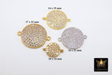 CZ Micro Pave Round Disc Connectors, Rose, Gold