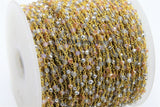 Pink Opal Chain, 4 mm Multi Color Rosary Chains CH #327, Clear Crystal