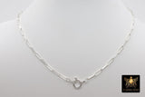 925 Sterling Silver Bracelet or Necklace, Single or Double Wrap Rectangle Chunky Drawn Cable Chain, Large Clasp