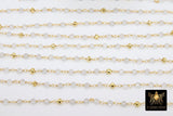 Clear Quartz Chain, 4 mm Gold Pyrite Beaded Chain CH #446, Boho Jewelry Chains
