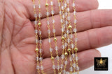 Clear Quartz Chain, 4 mm Gold Pyrite Beaded Chain CH #446, Boho Jewelry Chains