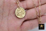 Coin Necklace, Medallion 14 K Gold Toggle Double Wrap Lion Tiger Choker, Queen Elizabeth Rectangle Chain