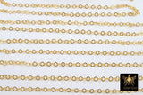 Cable Chain, 4 mm Square Diamond Unfinished Necklace CH #201, 16 k Brushed Gold Dainty Jewelry Chains