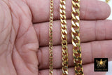 Gold Curb Chain, 304 Stainless Steel Large Heavy Flat 10 mm CH #209, Cuban Diamond Cut