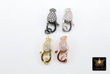 Clear CZ Pave Lobster Claw Clasp, Teardrop Pave Buckle Link Connector # 140, 10 x 19 mm Gold