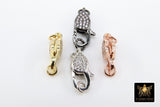 Clear CZ Pave Lobster Claw Clasp, Teardrop Pave Buckle Link Connector # 140, 10 x 19 mm Gold