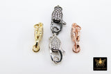 Clear CZ Pave Lobster Claw Clasp, Teardrop Pave Buckle Link Connector #140, 10 x 19 mm Gold