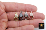 Clear CZ Pave Lobster Claw Clasp, Teardrop Pave Buckle Link Connector # 140, 10 x 19 mm Gold