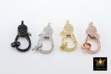 Lobster Clasp Gunmetal Black Micro Pave CZ, Double Sided Claw Cubic Zirconia #156, Large Gold