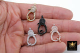 Lobster Clasp Gunmetal Black Micro Pave CZ, Double Sided Claw Cubic Zirconia #156, Large Gold