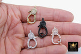 Lobster Clasp Gunmetal Black Micro Pave CZ, Double Sided Claw Cubic Zirconia #156, Large Gold