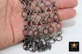 Large Link Chain, 12 mm Textured Oval Necklace Chain CH #260, Gunmetal Black Oval Drawn Boho Link Chains