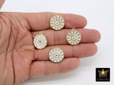 Moon and Stars Charms, White and Gold #501/502, CZ Pave Round Disc