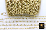 Matte Gold Beaded Chain, Silver Metal Beaded Bezel Chains CH #229, Rosary Unfinished Soldered Silver Chain