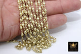 Matte Gold Beaded Chain, Silver Metal Beaded Bezel Chains CH #229, Rosary Unfinished Soldered Silver Chain