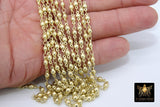 Matte Gold Beaded Rosary Chain, Metal Beaded Bezel Chains CH #229, Rosary Unfinished Soldered Silver Chain