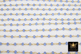Gold Blue Tanzanite Chain, 4 mm Blue Sapphire Chains CH# 511, Silver Plated Boho Crystal Jewelry Chains