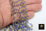 Tanzanite Crystal Rosary Chain, Silver Plated Royal Blue CH #511, Sapphire Crystal 4 mm Beaded Jewelry Chains