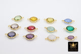 Gold Round Gemstone Connectors, 8 mm Bezel Links #2188, 10 mm Gold Over 925 Silver