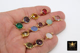 Gold Round Gemstone Connectors, 8 mm Bezel Links #2188, 10 mm Gold Over 925 Silver