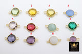 Gold Round Gemstone Connectors, 8 mm Bezel Links #2188, 10 mm Gold Over 925 Silver