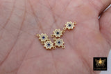 Starburst Connector Links, 2 Pcs CZ Pave Bead with Sapphire Blue CZ, Moon