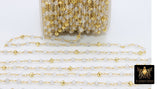 Clear Quartz Chain, 4 mm Gold Pyrite Beaded Chain CH #446, Boho Jewelry Chains