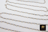 Light Cream Chain, 4 mm Gunmetal Black Wire Wrapped CH #301, Beige AB Crystal Beads