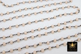 Light Cream Chain, 4 mm Gunmetal Black Wire Wrapped CH #301, Beige AB Crystal Beads