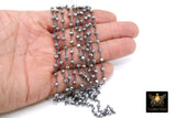 Gunmetal Black Crystal Rosary Chain, 4 mm Wire Wrapped Crystal Beads, Unfinished Jewelry Chains Bulk