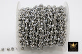 Gunmetal Black Crystal Chain, 6 mm Silver Wire Wrapped Crystal Beads CH #402, Unfinished Jewelry Chains Bulk