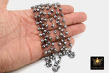 Gunmetal Black Crystal Chain, 6 mm Silver Wire Wrapped Crystal Beads CH #402, Unfinished Jewelry Chains Bulk