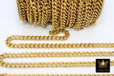 Gold Curb Chain, 304 Stainless Steel Large Heavy Flat 10 mm CH #209, Cuban Diamond Cut