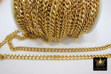 Gold Cuban Curb Chain, 304 Stainless Steel Heavy Flat Chain CH #218, Miami Diamond Cut Oval Jewelry Chains