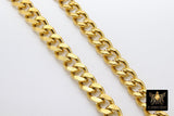 Gold Cuban Curb Chain, 304 Stainless Steel Heavy Flat Miami Diamond Cut Oval Jewelry Chains CH #217, By the Yard