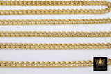 Gold Curb Chain, 304 Stainless Steel Large Heavy Flat 10 mm CH #209, Cuban Diamond Cut