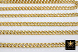 Gold Cuban Curb Chain, 304 Stainless Steel Heavy Flat Chain CH #218, Miami Diamond Cut Oval Jewelry Chains