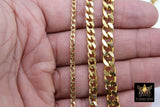 Gold Cuban Curb Chain, 304 Stainless Steel CH #157, Gold Flat Miami Diamond Cut 4 x 3 mm