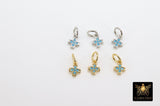 Tiny Cross Charm, 3 Pcs Blue Turquoise CZ Paved Micro Mini Crosses for Chain Dangles #276