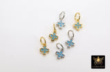 Tiny Cross Charm, 3 Pcs Blue Turquoise CZ Paved Micro Mini Crosses for Chain Dangles #276