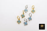 Tiny Cross Charm, 3 Pcs Blue Turquoise CZ Paved Micro Mini Crosses for Chain Dangles #276