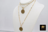 Coin Necklace, Medallion 14 K Gold Toggle Double Wrap Lion Tiger Choker, Queen Elizabeth Rectangle Chain