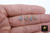 Tiny Cross Charm, 3 Pcs Blue Turquoise CZ Paved Micro Mini Crosses for Chain Dangles #276