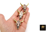 Cow Skull Pendant, 24 k Gold Bone Resin Longhorn Skull, CW #23