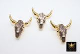 Cow Skull Pendant, 24 k Gold Bone Resin Longhorn Skull, CW #23